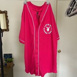 PLAYBOY Hot Pink Button-Front Baseball Shirt